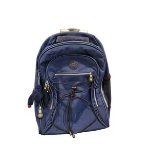 Kipling Blue Medium Backpack 19×15×7 Pre‑Owned Worn Base &‎ Straps